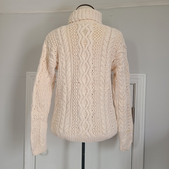 Vintage Yorkshire Knitting Co Sweater Women's Fishermans Cable Knit Turtleneck - Picture 6 of 12